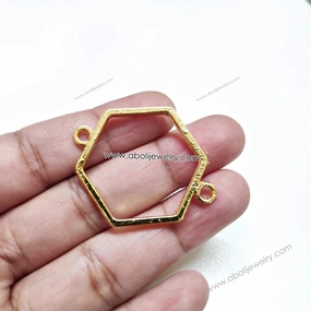 Refined Style Soft Features Golden hexagon resin bezel link connectors for bracelet rakhi bezel RRBG02