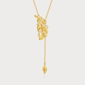 Finest Highlight Leaf Lariat Necklace