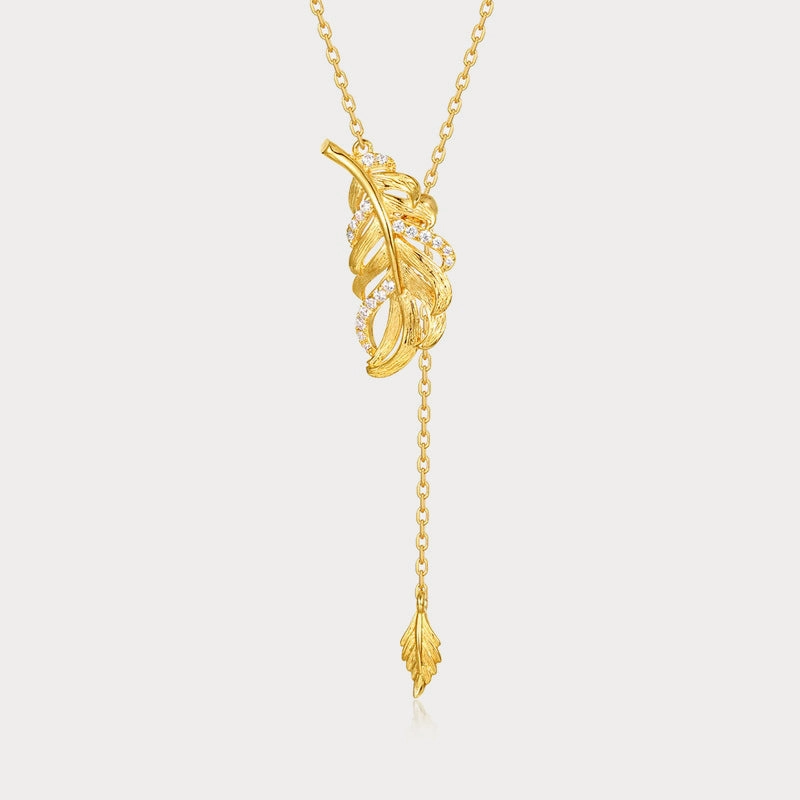 Finest Highlight Leaf Lariat Necklace