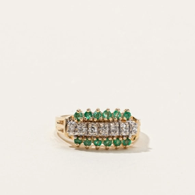 Inspired Touch Sparkling Piece Cluster Set Diamond & Emerald Ring | 0.24ctw | 0.14ctw | SZ 6 |