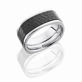 Fun Accent Light Duty Cobalt Chrome Flat Squared Black Zirconium Wedding Band 7mm