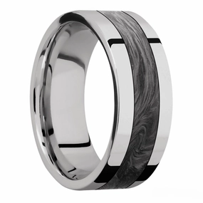 Modern Keepsake Cobalt Chrome High Polished Wedding Ring with Forged Carbon Fiber Inlay
