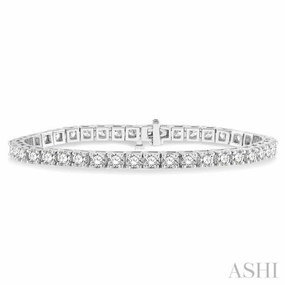 8 Ctw Square Shape Round Cut Diamond Tennis Bracelet in 14K White gold Happy Alignment Holy Token