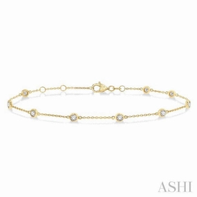 Fantasy Element Growth Proof 1/2 Ctw Circular Mount Round Cut Diamond Station Bracelet in 14K Yellow Gold