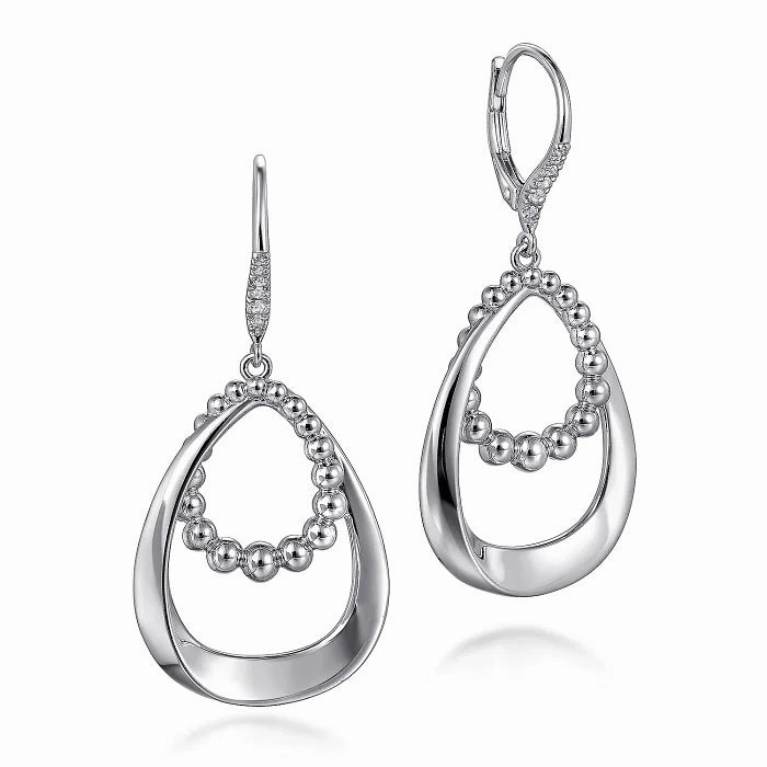 Modern Expression Sterling Silver .11cttw White Sapphire 15mm Bujukan Huggie Earrings