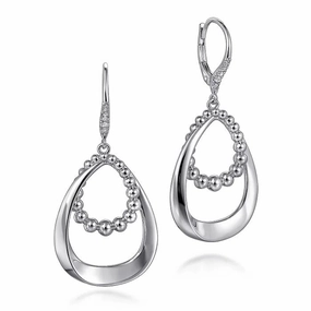 Modern Expression Sterling Silver .11cttw White Sapphire 15mm Bujukan Huggie Earrings