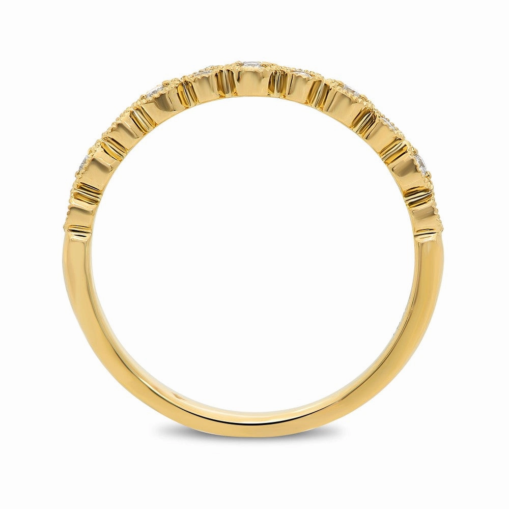 Polished Finish Budget Gift YELLOW GOLD MILGRAIN DIAMOND BAND