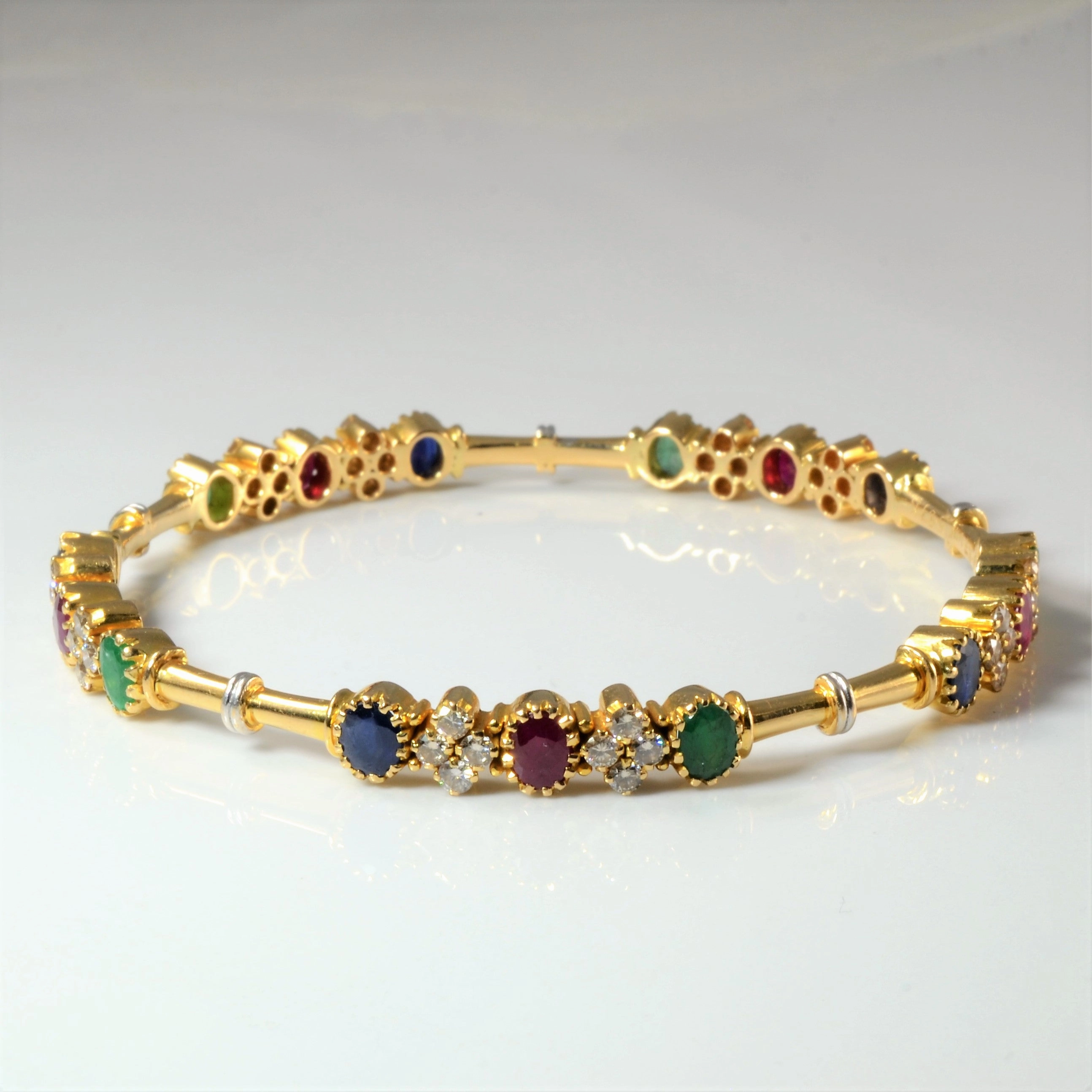 Colourful Multi Gem Bangle | 1.87ctw, 5.87ctw | 7" | Fashionable Design Winter Mood
