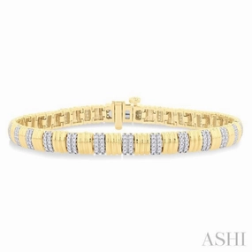 3/4 Ctw Ribbed Round Cut Diamond Fashion Bracelet in 10K Yellow Gold Epic Vision Motivational Tokens