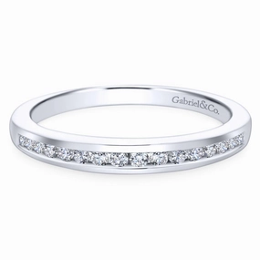14K White Gold .16cttw Channel Set Round Diamond Wedding Band HighEnd Trinket Casual Aesthetic