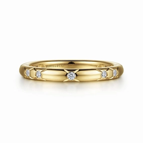 Delicate Symbol 14K Yellow Gold Diamond Ladies Stackable Ring