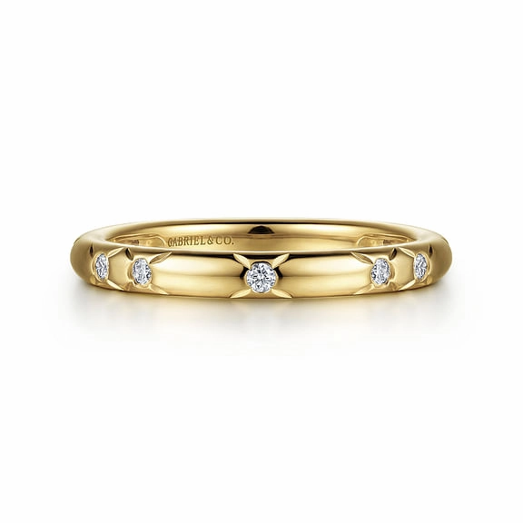 Delicate Symbol 14K Yellow Gold Diamond Ladies Stackable Ring