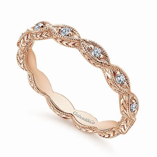 Marquise Shaped Stackable Diamond Ring 14K Rose Gold Elegant Product