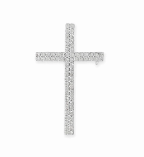 Cross Fashion Pin Silver Tone with Sparkling Crystals Holiday Style Shine Bright