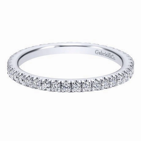 Stylish Bauble French Pave Eternity Diamond Band .50 Cttw 14K White Gold
