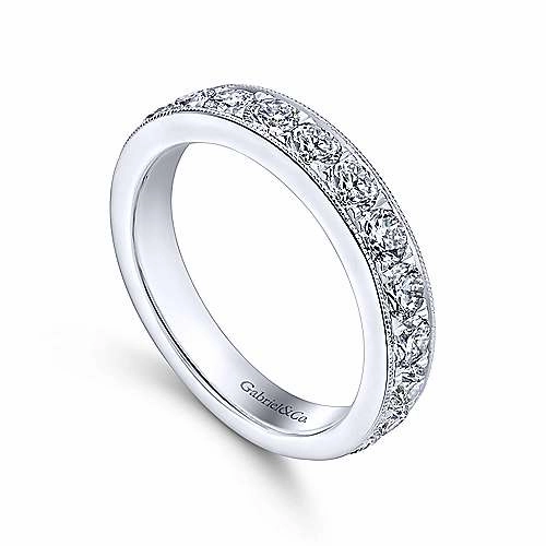 Comfortable Craft 15-Stone Diamond Band with Milgrain Edging 14K White Gold