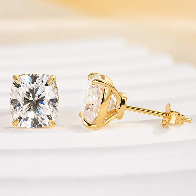 Louily Moissanite Cushion Cut Women's Stud Earrings Refined Gifts Bold Pieces Design