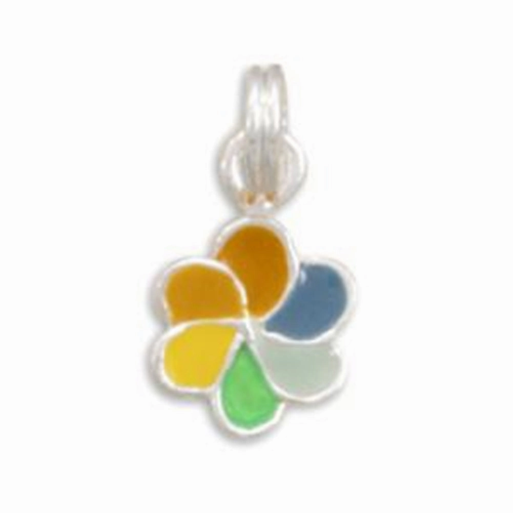 Rainbow Pinwheel Charm or Pendant Sterling Silver with Enamel Coloring Refined Style