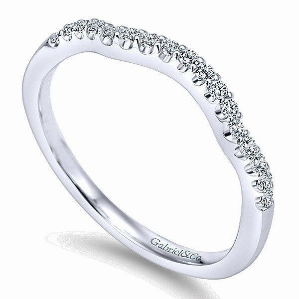 Monogram Initial Chic Accent Contoured Pave Diamond Band .16 Cttw 14K White Gold 198B