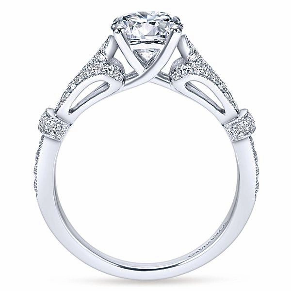 Vintage Pave V-Shank Diamond Ring 14K White Gold 385A Handcrafted Object Hypoallergenic Work