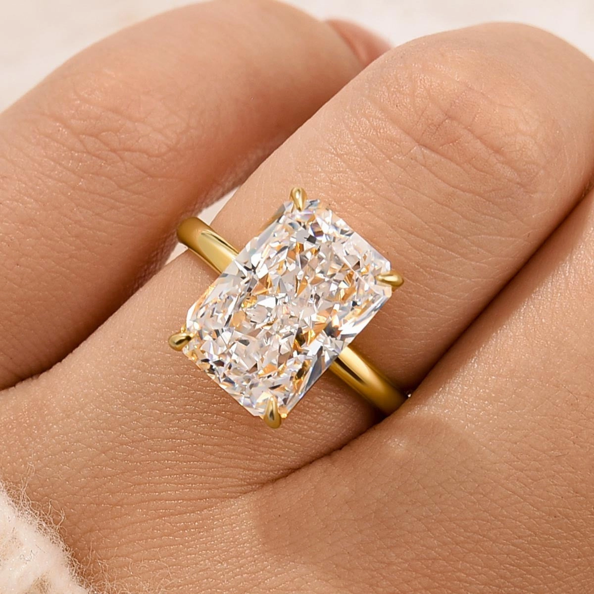 Classic 6.5Ct Radiant Cut Engagement Ring Travel Ring In Sterling Silver Daytime Style