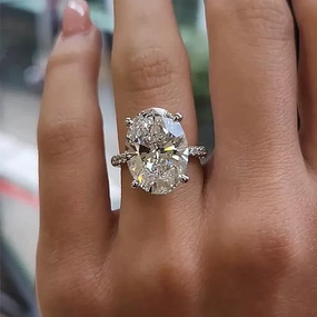 Louily Exclusive Oval Cut Simulated Diamond Engagement Ring Stylish Contour Gloss Mode