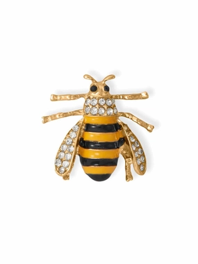 Fashion Honey Bee Pin with Crystal Accents Gold Tone Delicate Feature Fresh Detail
