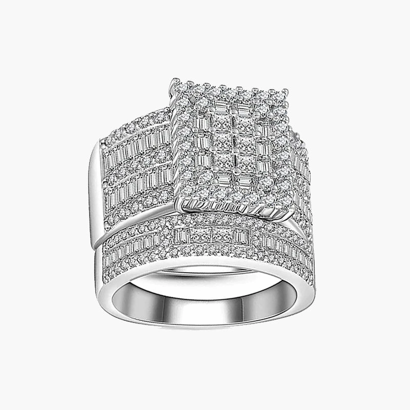 High-Quality Piece Captivating Accent Cluster Wedding Rings Fashion Silver Engagement Rings for Women