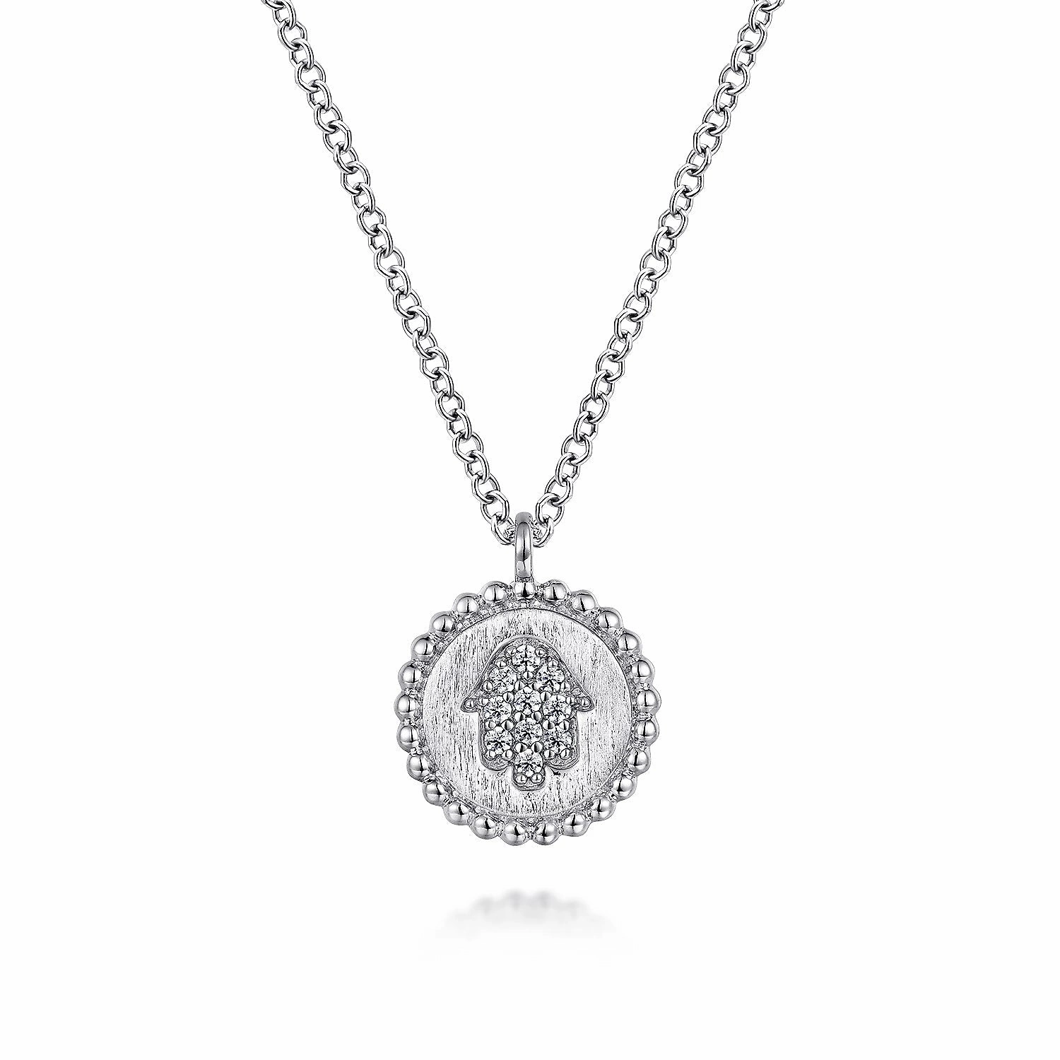 Sterling Silver Bujukan Medallion Pendant with .05cttw Diamond Hamsa Center Amazing Item