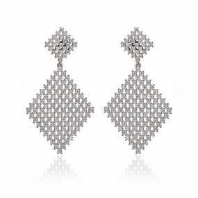 Bright Mood Sterling Silver Double Diamond Shape Earring