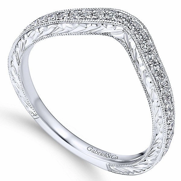 Bead Set Contoured Engraved Shank Diamond Band .19 Cttw 217B Gift Under 100