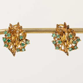 Creative Accent Emerald & Diamond Cluster Earrings | 0.90ctw, 0.05ctw |