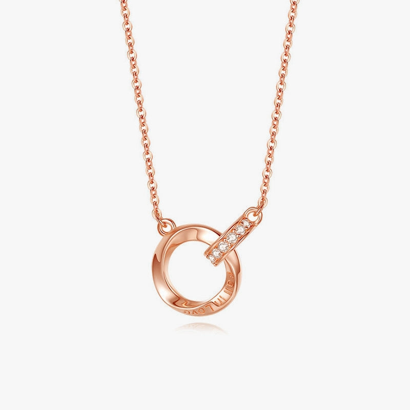 Glamorous Accent Fresh Edge 925 Sterling Silver Mobius Double Ring Necklace