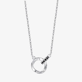 Simple Touch 925 Sterling Silver Mobius Double Ring Necklace