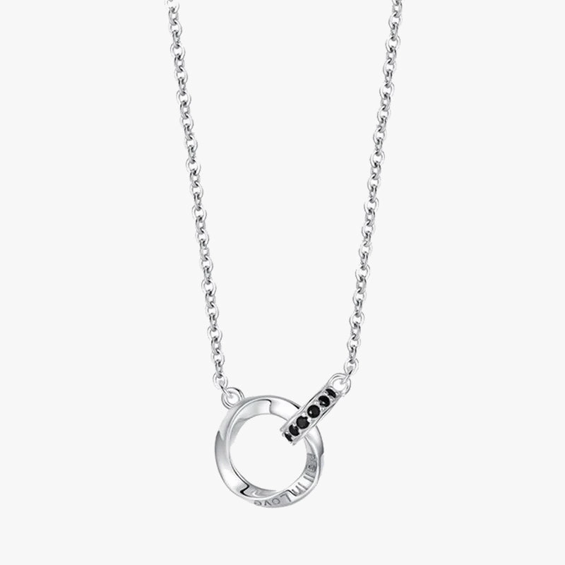 Simple Touch 925 Sterling Silver Mobius Double Ring Necklace