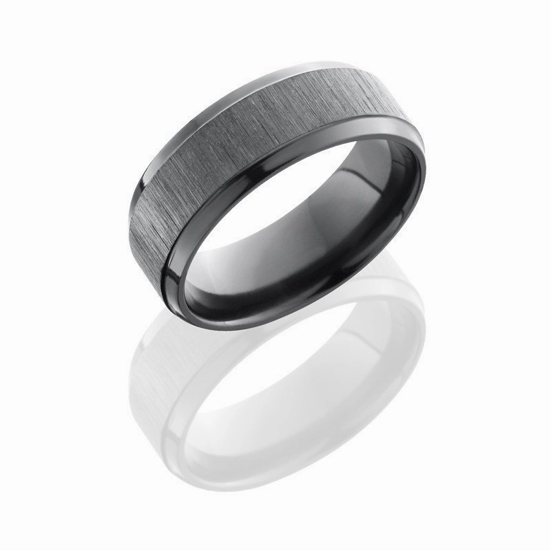 Stylish Adornment Soft Movement Cross Satin Beveled Wedding Band Black Zirconium 8mm Wide