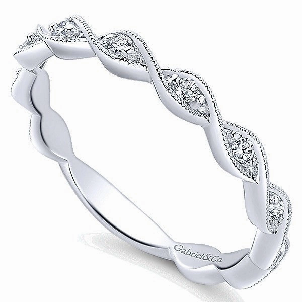 Brilliant Statement Crossover Design Stackable Diamond Ring 14K White Gold