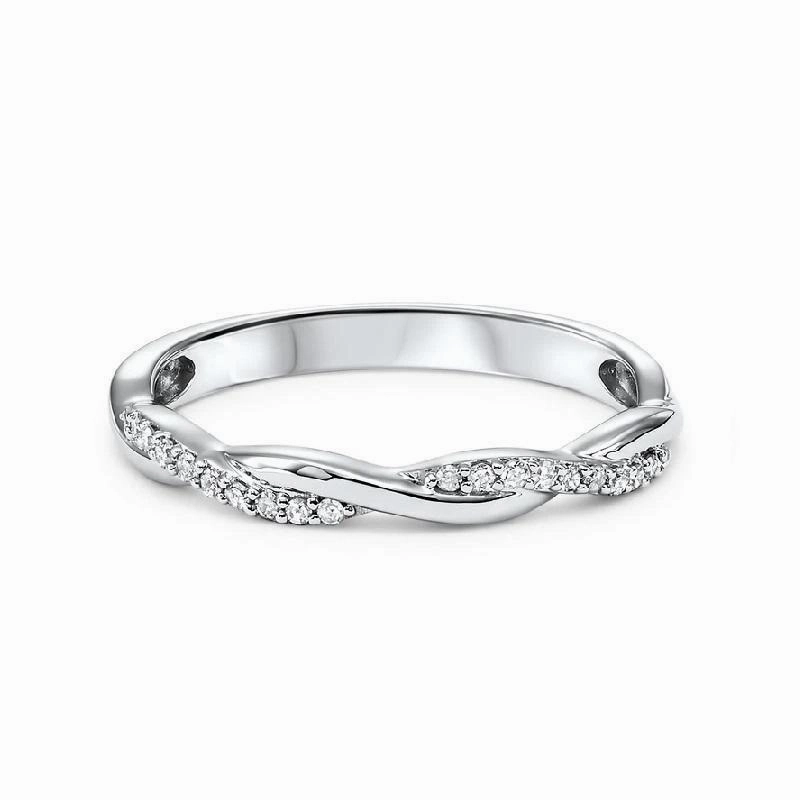 New Arrival Wedding Gift Crossover Diamond Band 1/10 Cttw 14K White Gold
