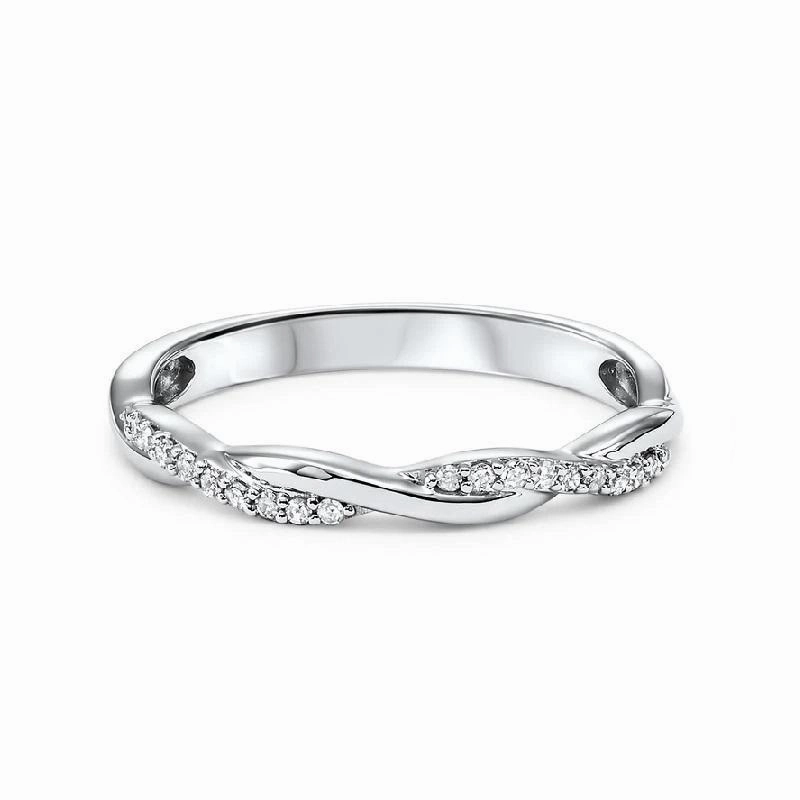 Crossover Diamond Band 1/10 Cttw 14K White Gold Sturdy Expression