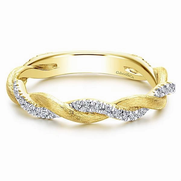 Crossover Woven Stackable Diamond Ring 14K Yellow Gold Traditional Mark Beautiful Design