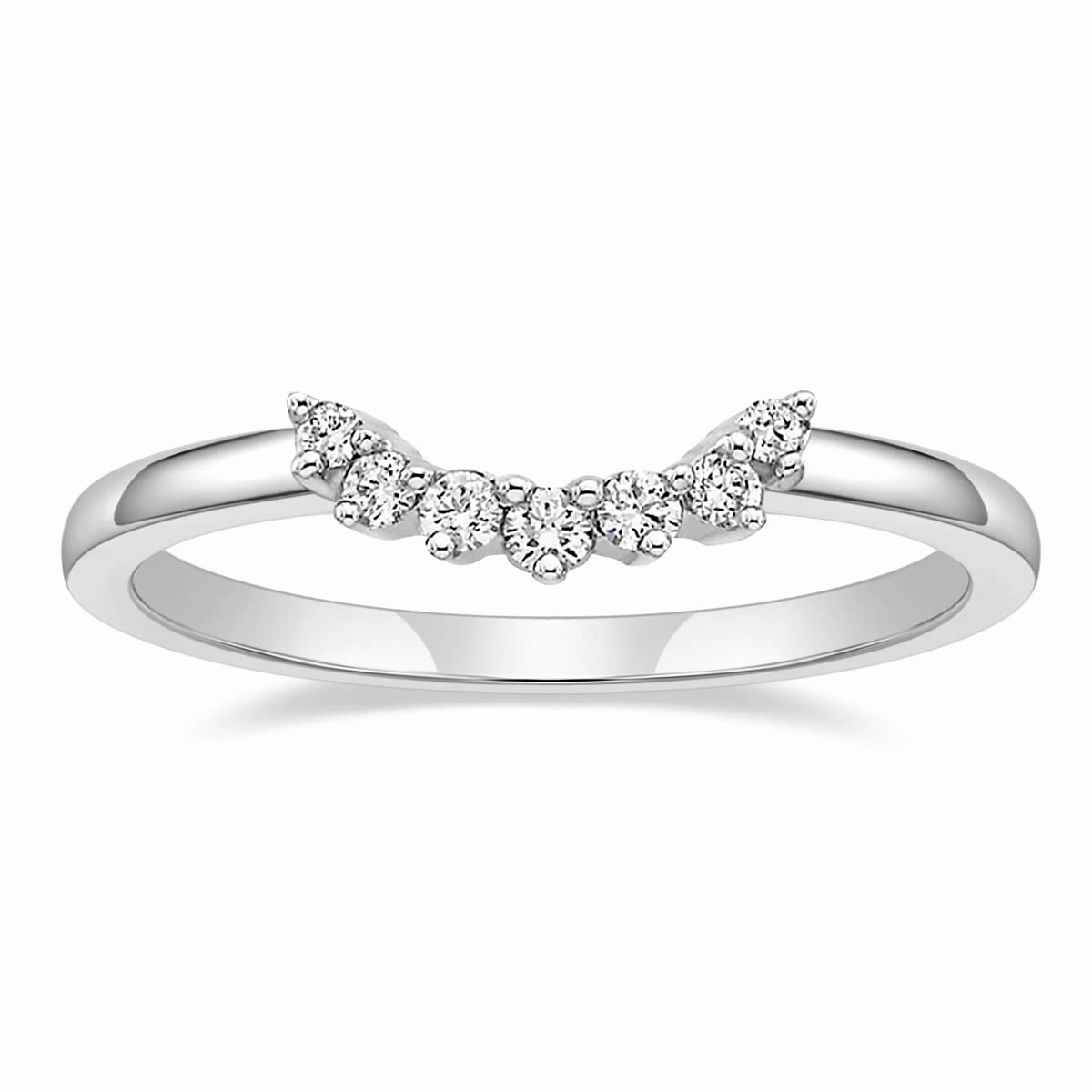 Exclusive piece Crown and Round Cut Stackable CZ Curved Engagement Rings