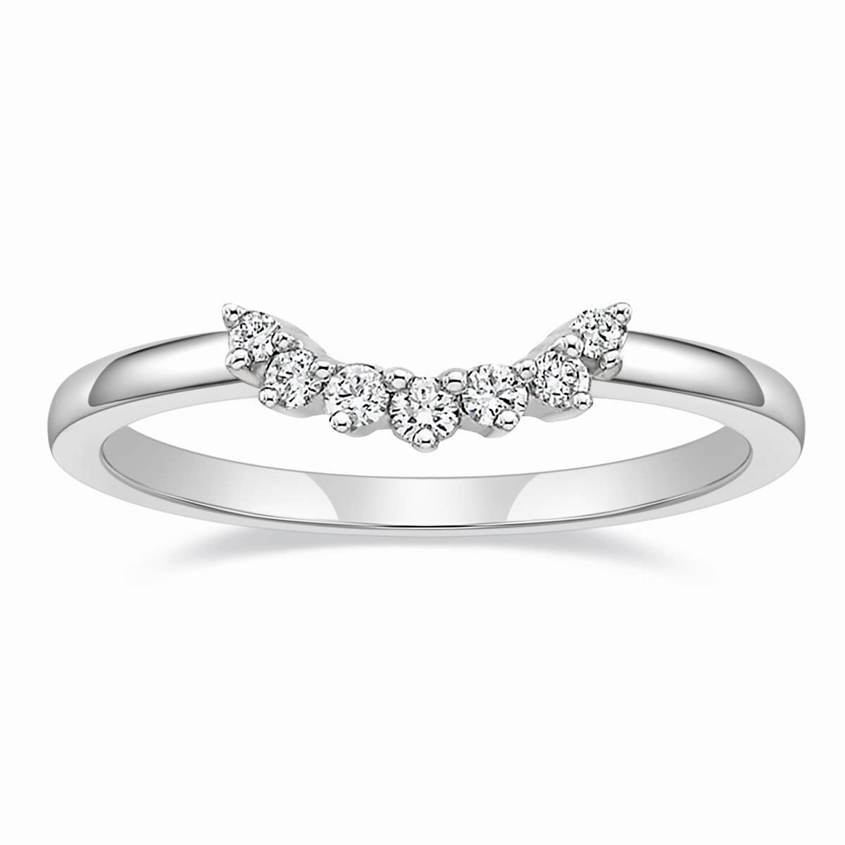 Luxury Form Casual Style Crown and Round Cut Stackable CZ Curved Engagement Rings