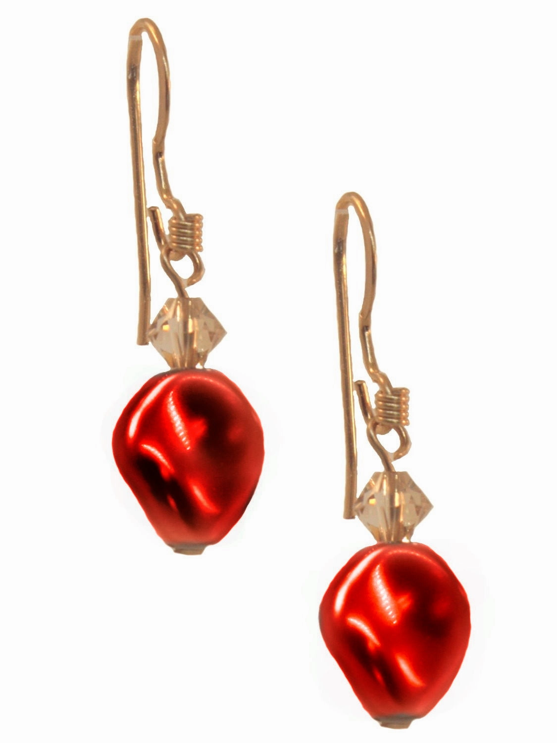 Distinctive Touch Finest Accent Curved Bordeaux Red Earrings Made with Swarovski Crystals 14k Gold-filled