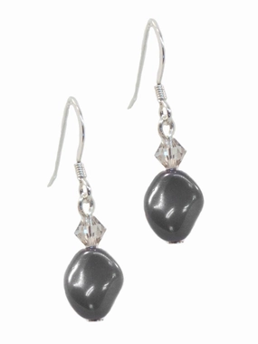 Urban Look Curved Dark Gray Earrings with Swarovski(R) Crystal Sterling Silver