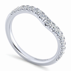 Affordable Article Curved Pave Diamond Wedding Band 14K White Gold 372B