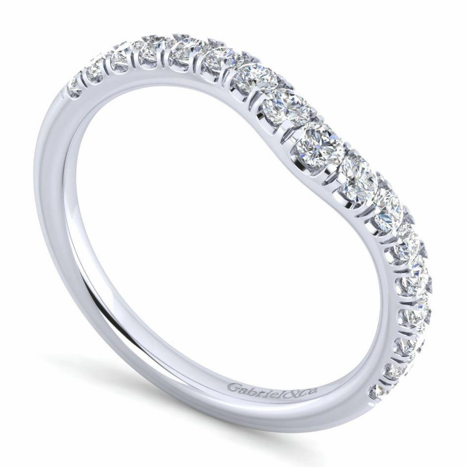 Curved Pave Diamond Wedding Band 14K White Gold 372B Personal Design Unique Statement