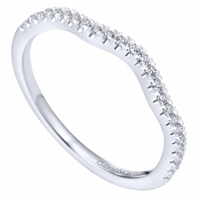 Curved Pave Diamond Wedding Band 14K White Gold 412B Anniversary Celebration