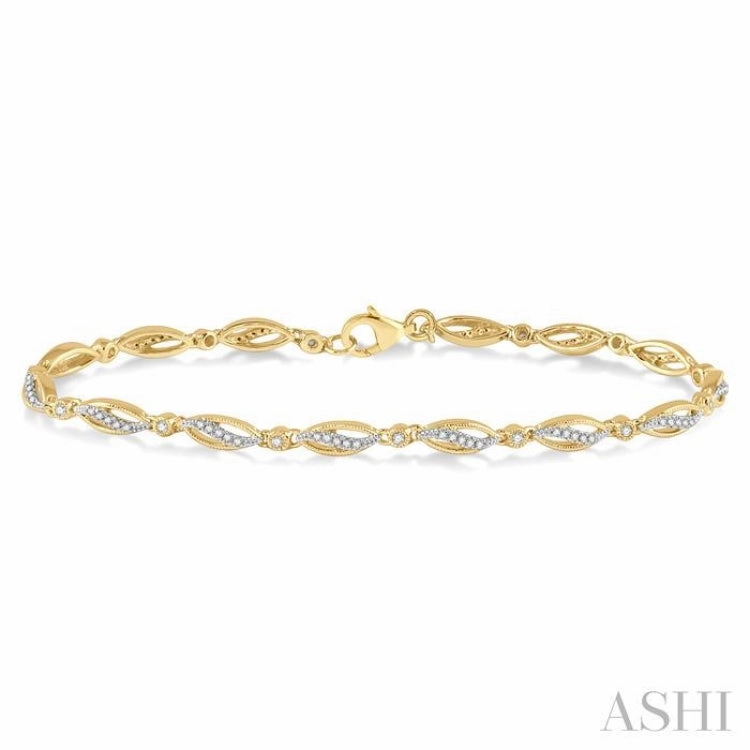 Permanent Composites 1/3 Ctw Round Cut Diamond Marquise Fashion Bracelet in 10K Yellow Gold