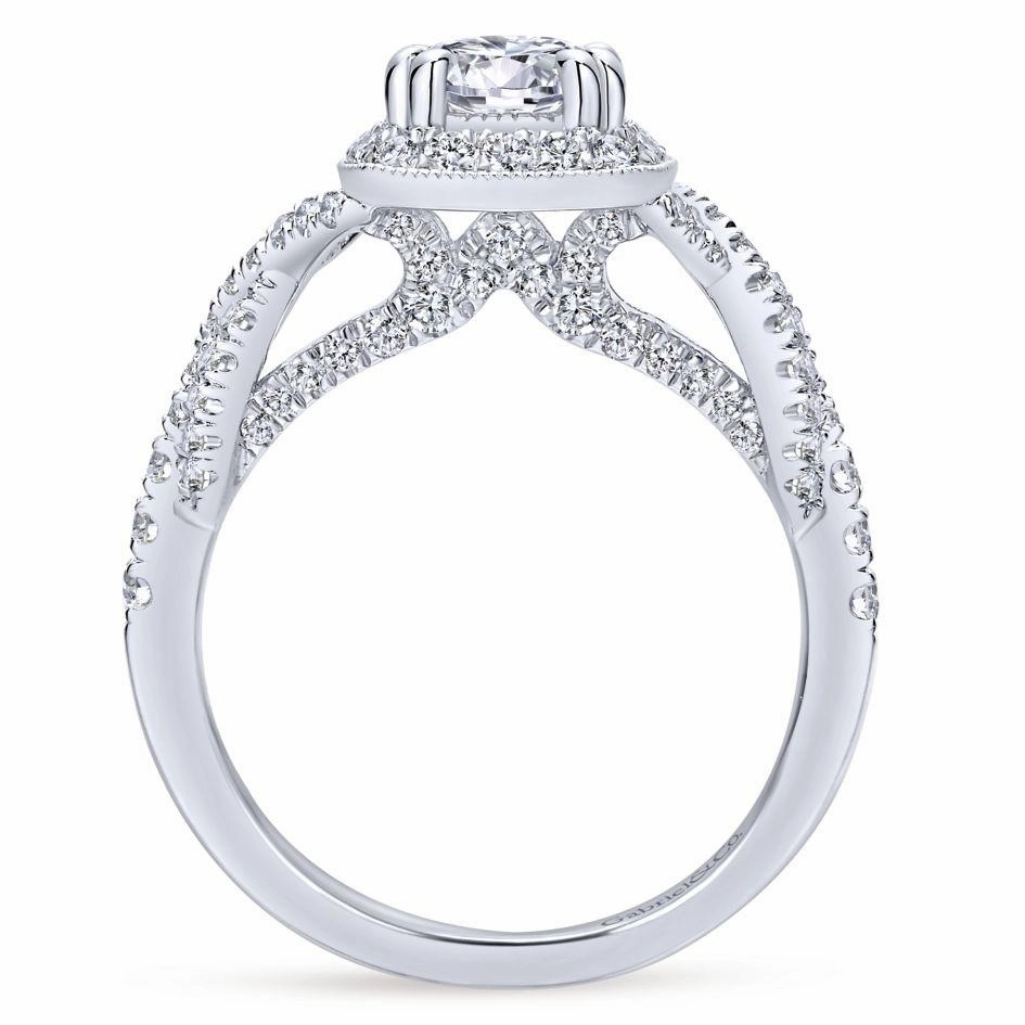 Cushion Shaped Crossover Shank Diamond Ring .67 Cttw 362A Medal Quality Shimmer Mood