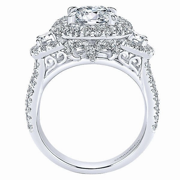 Simple Adornment Sparkling Craft Cushion Shaped Diamond Ring  1.60 Cttw 14K White Gold 329A